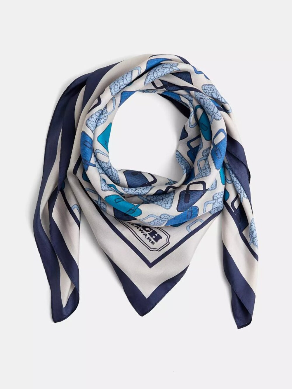 Coach Trompe L’Oeil Bag Print Silk Scarf in Blue